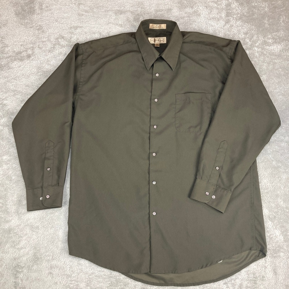 Craft & Barrow Men Microfiber Long Sleeve Button Up Shirt Green Size M 32/33